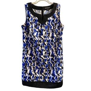 Women’s Plus size Jessica Howard sleeveless shift dress blue, black, print 14W